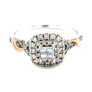 Engagement 10K White/Rose Gold Diamond Ring